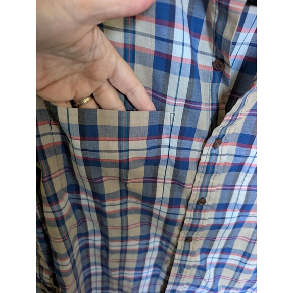 Vintage Blue Plaid Long Sleeve Button Up Shirt Size L by Arrow Sport - Picture 5 of 9